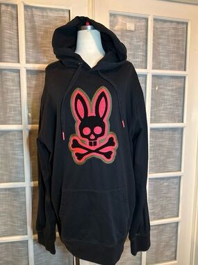 Psycho Bunny Black Hoodie with Red Trim